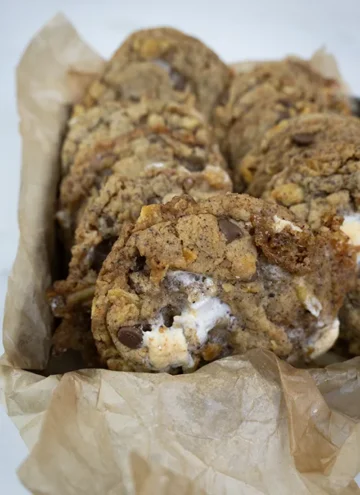 Kitchen Sink cookies in a tray.