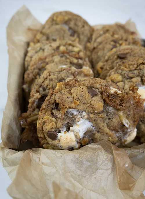 Kitchen Sink cookies in a tray.