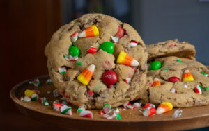 ELF Food Group cookies on a wooden tray.