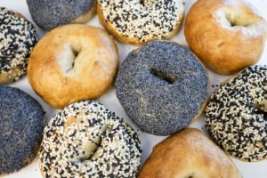 A variety of sourdough bagels.