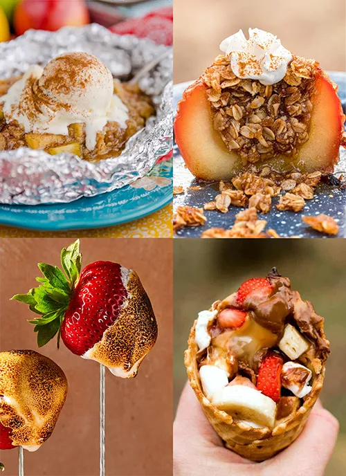 A variety of desserts that can be made over a campfire with minimal tools.