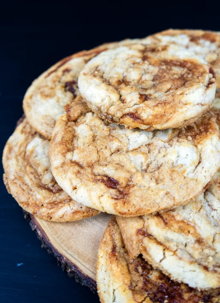 Stack of sourdough gochujang caramel cookies.