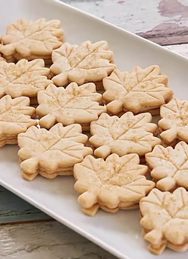 Maple leaf sandwich cookies.