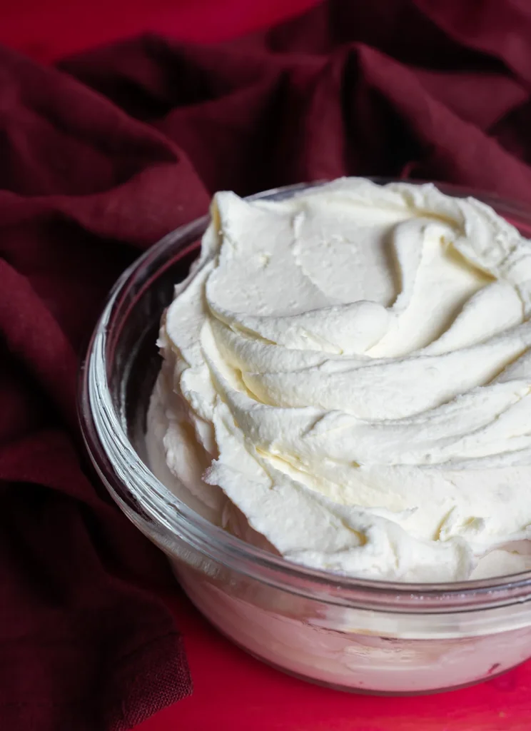 Container of homemade mascarpone cheese.