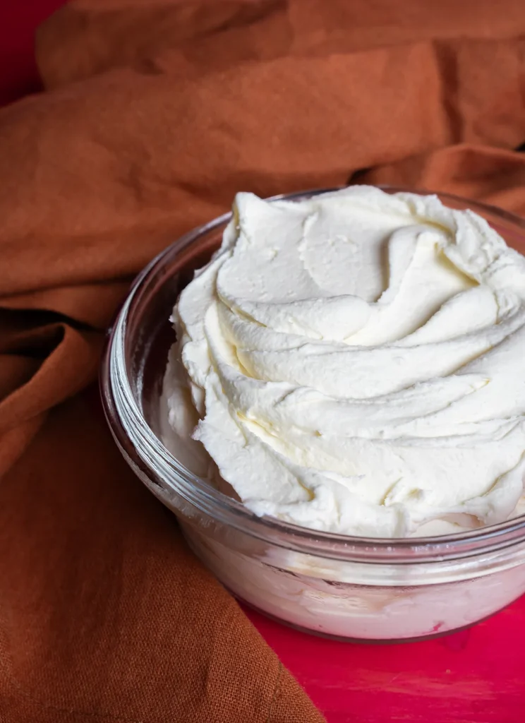 Container of homemade mascarpone cheese.
